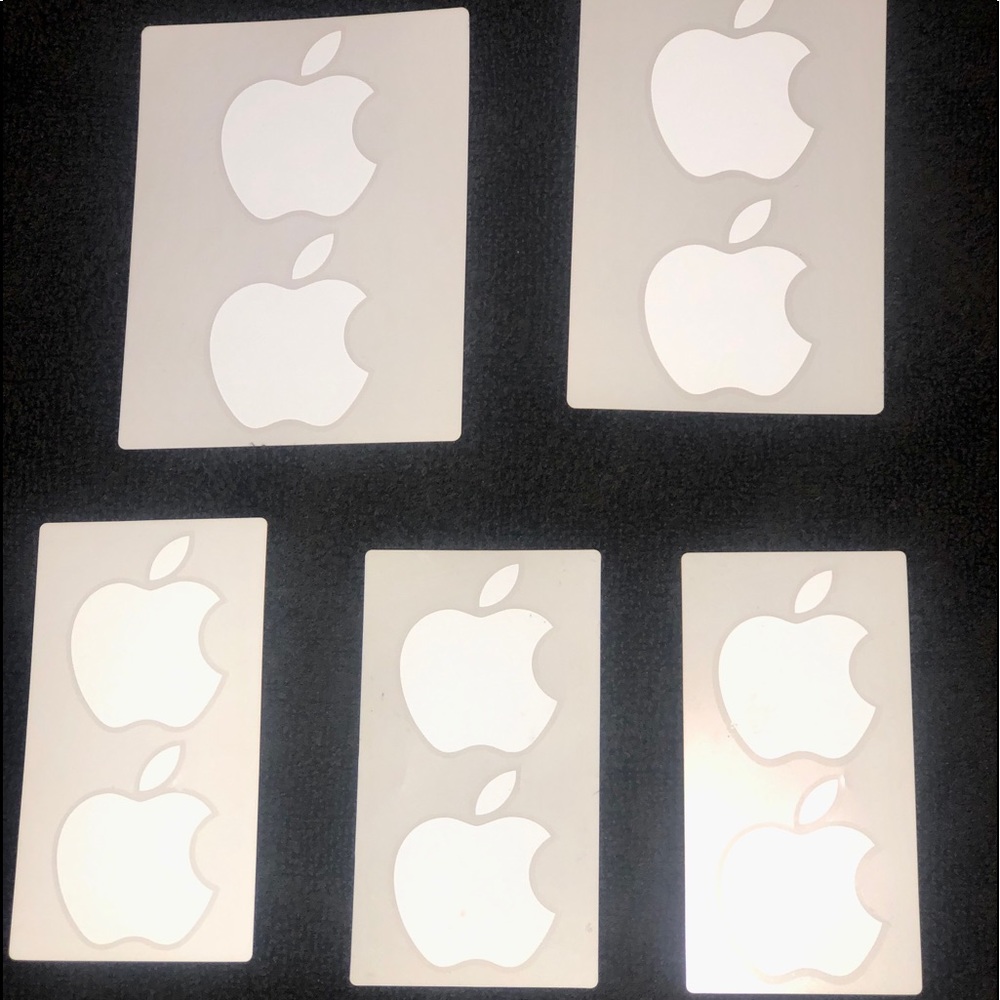 Set of 10 White Apple Brand Stickers